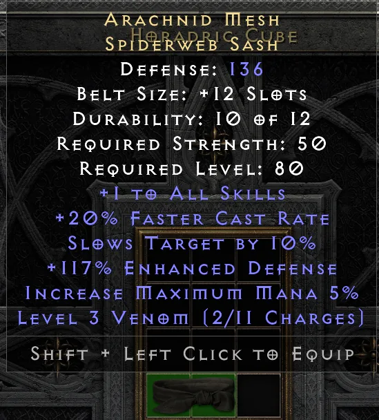 Arachnid Mesh Spiderweb Sash